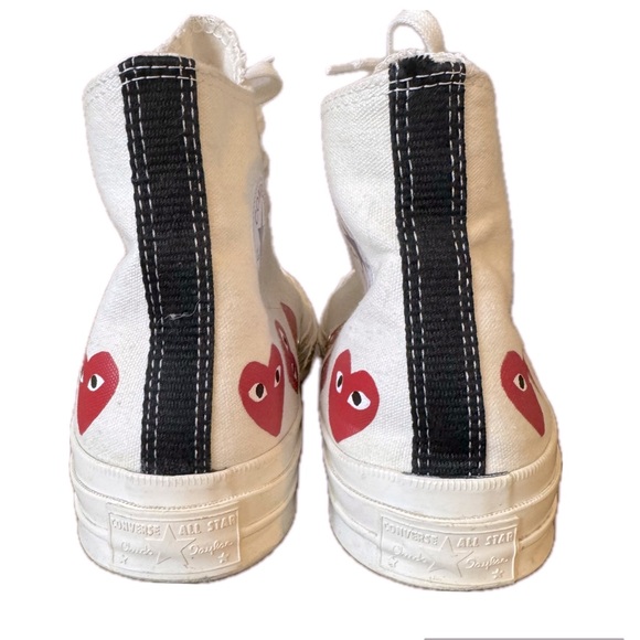Converse-Comme des Garçons PLAY All Star 70 Hi top multi heart white Wom 11 M 9 - Picture 6 of 11